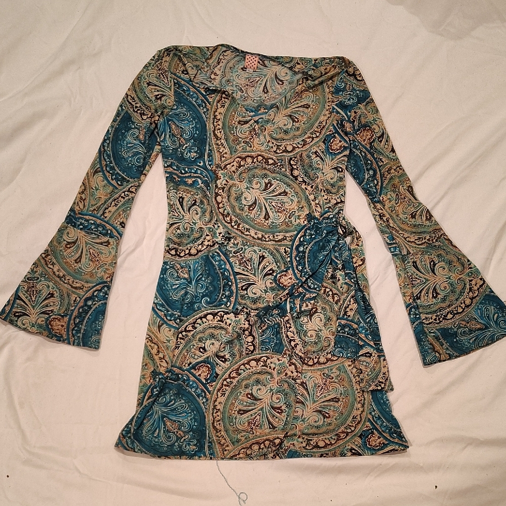 Paisley Print Bell Sleeve Dress